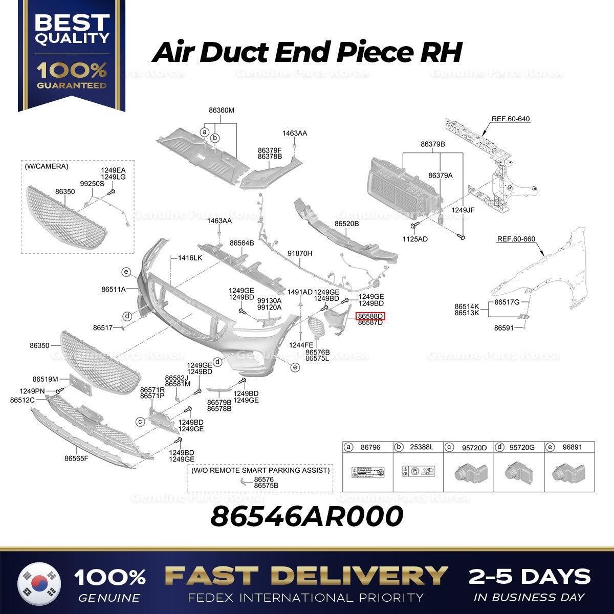 Genuine Air Duct End Piece RH 86546AR000 for Hyundai Genesis GV70