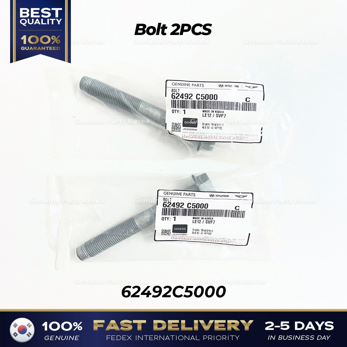 Genuine Bolt 2PCS 62492C5000 for Hyundai Kona Santa Fe Kia Sorento