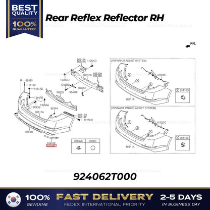 Genuine Rear Reflex Reflector RH 924062T000 for Kia Optima