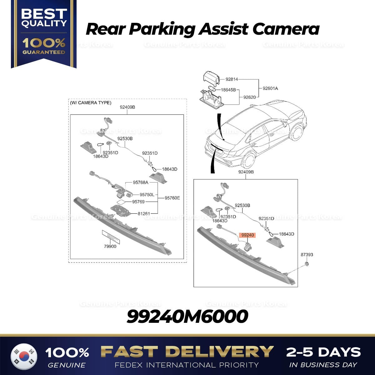 Genuine Rear Parking Assist Camera 99240M6000 for Kia Forte