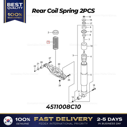 Genuine Rear Coil Spring 2PCS 4511008C10 for Ssangyong Rexton