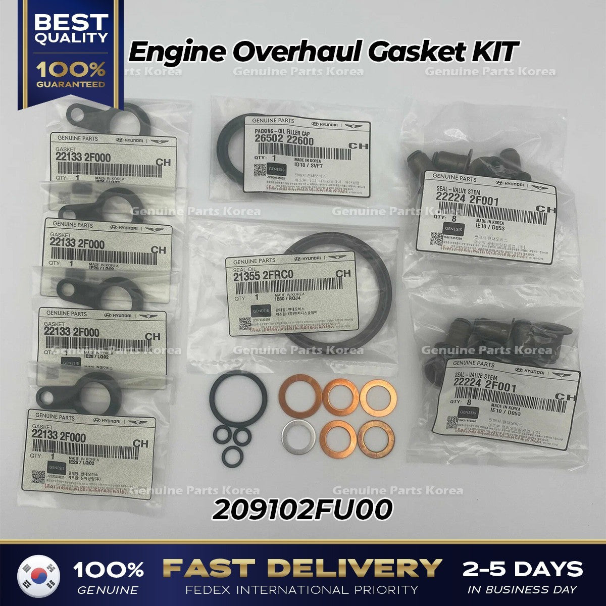 Genuine Engine Overhaul Gasket KIT 209102FU00 for Hyundai Tucson