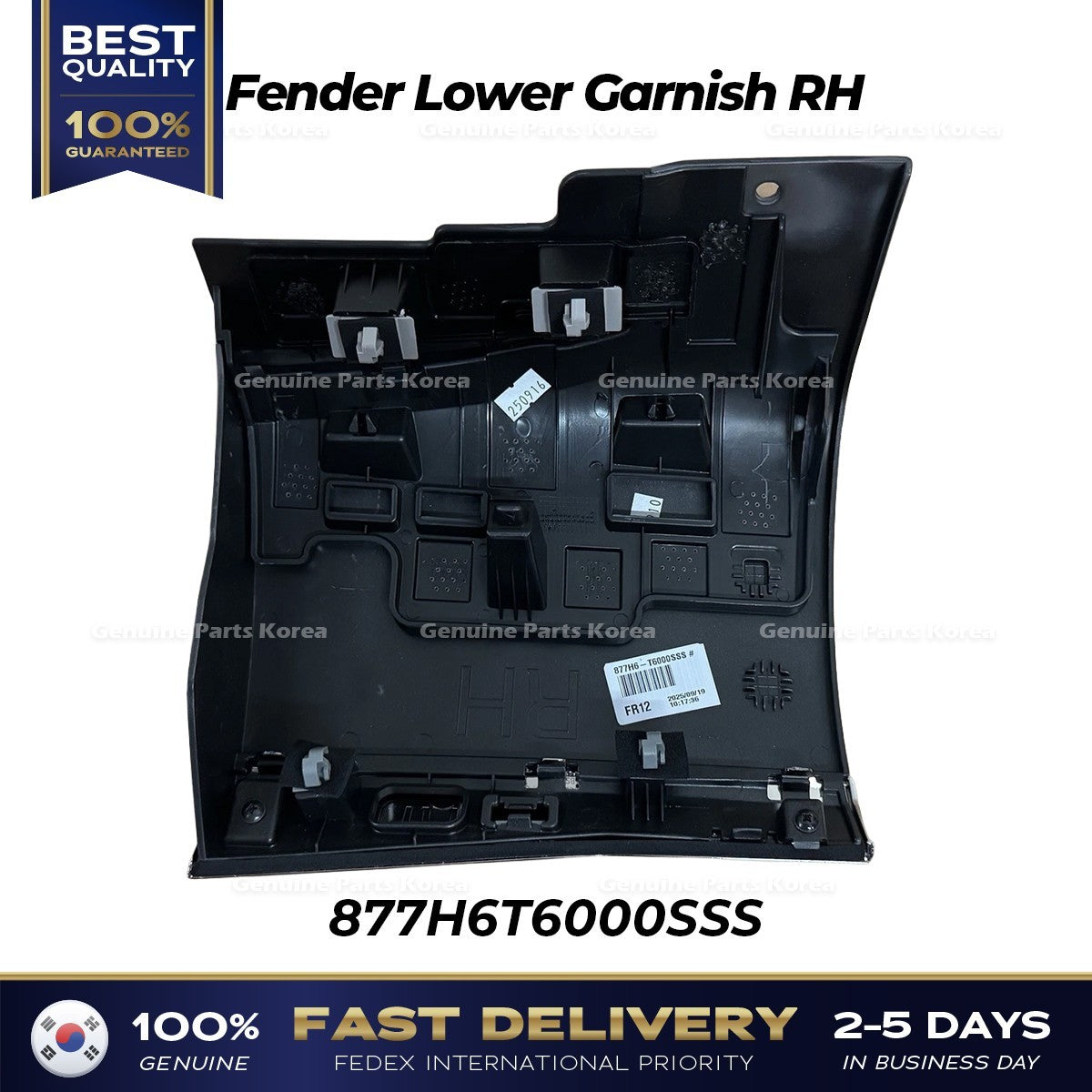 Genuine Fender Lower Garnish RH 877H6T6000SSS for Hyundai Genesis GV80