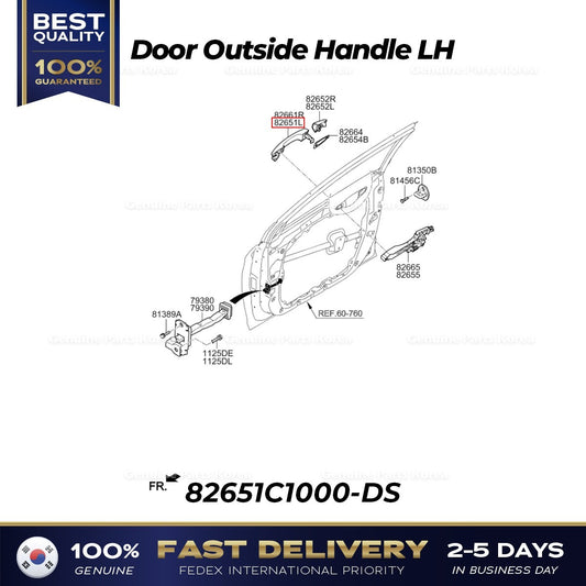 Genuine Door Outside Handle LH 82651C1000-DS for Hyundai Sonata