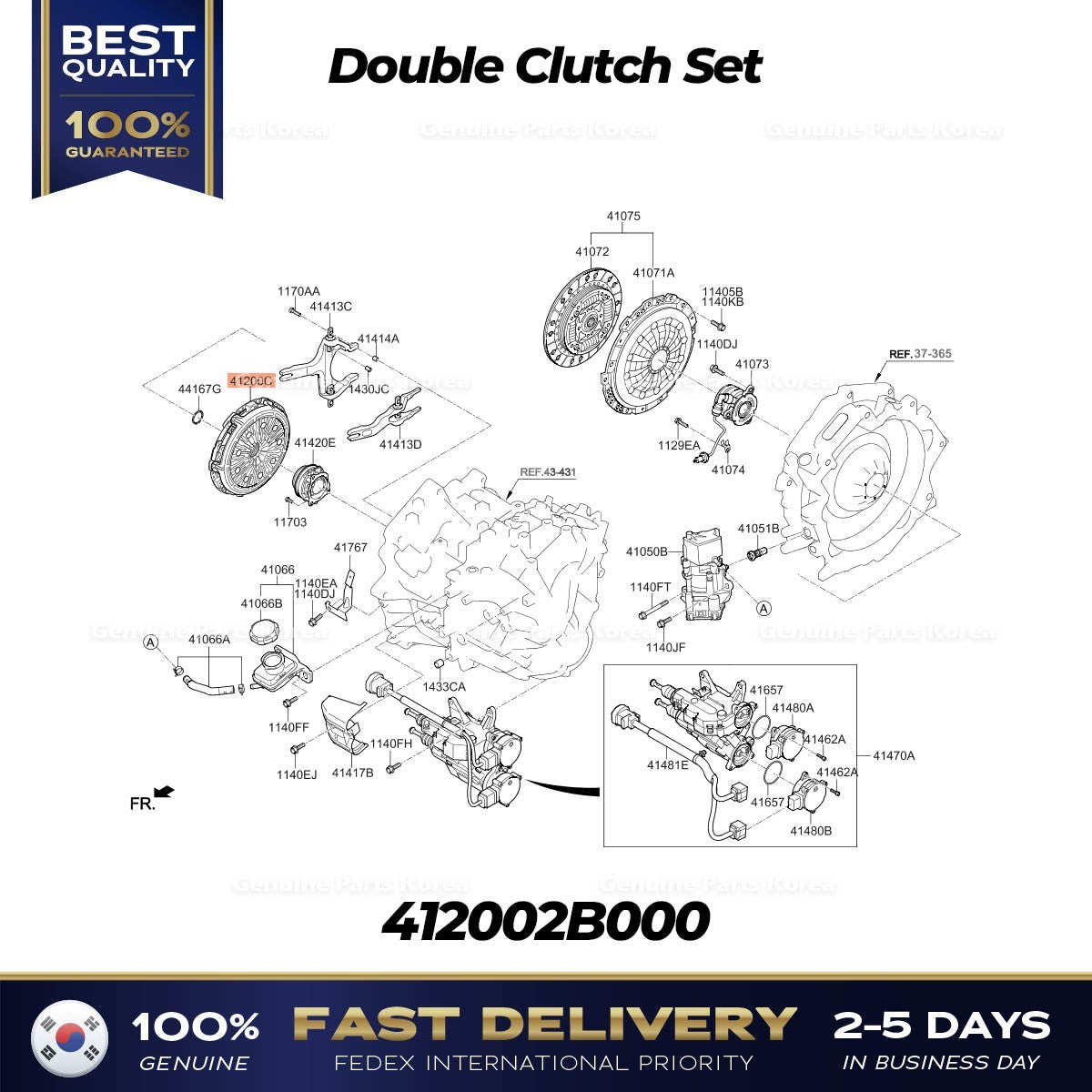 Genuine Double Clutch Set 412002B000 for Hyundai Ioniq