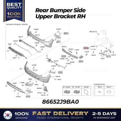Genuine Rear Bumper Side Upper Bracket RH 86652J9BA0 for Hyundai Kona