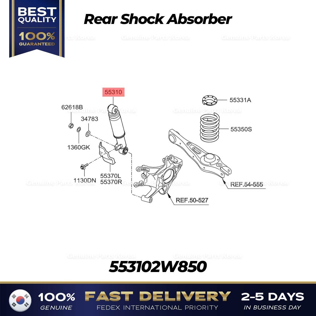 Genuine Rear Shock Absorber 553102W850 for Hyundai Grand Santa Fe