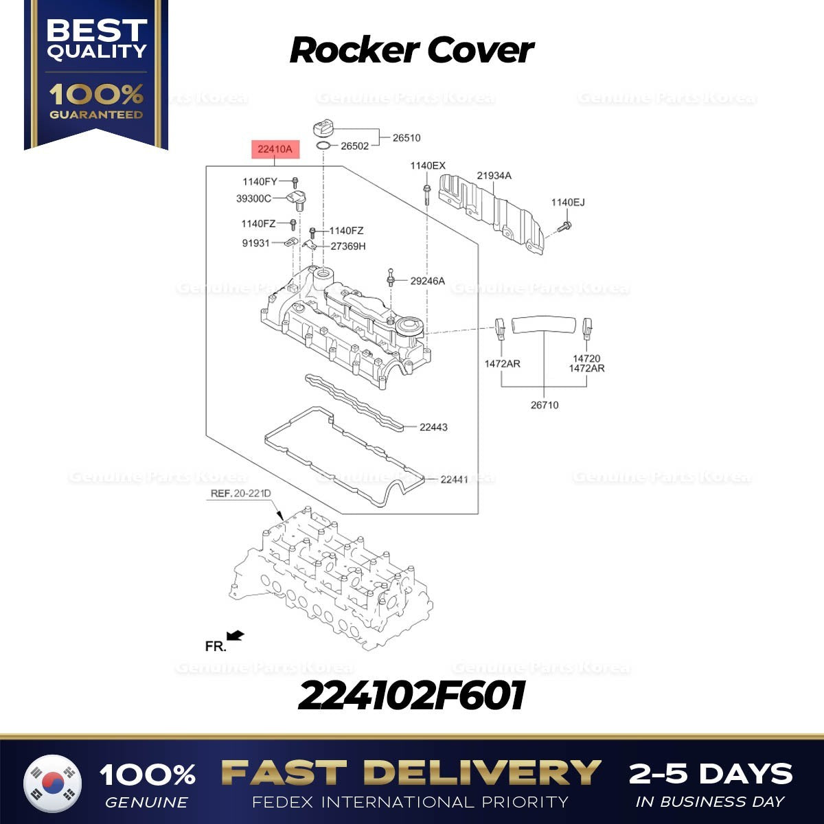 Genuine Rocker Cover 224102F601 for Hyundai Tucson Kia Sedona