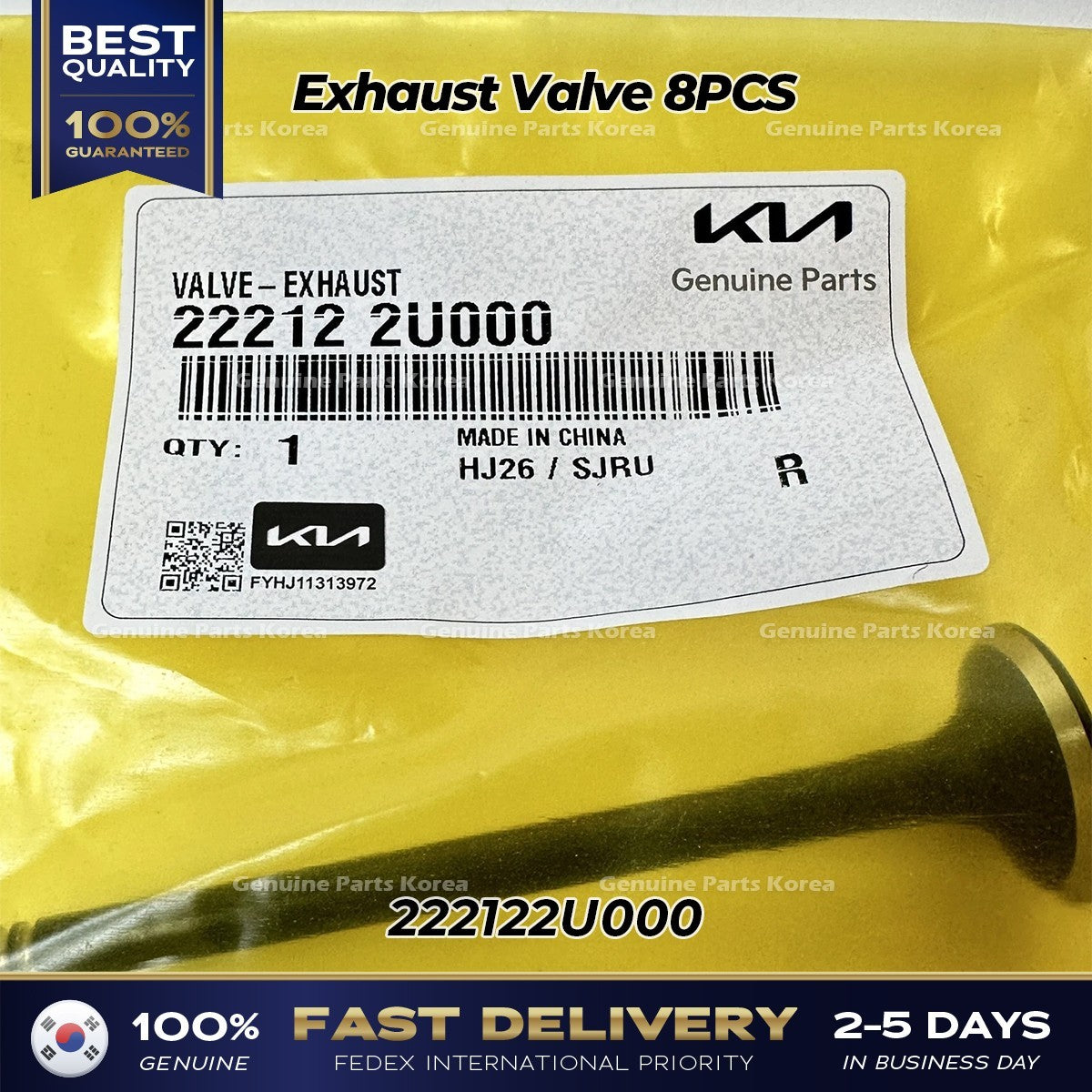 Genuine Exhaust Valve 8PCS 222122U000 for Hyundai Kona Kia Seltos