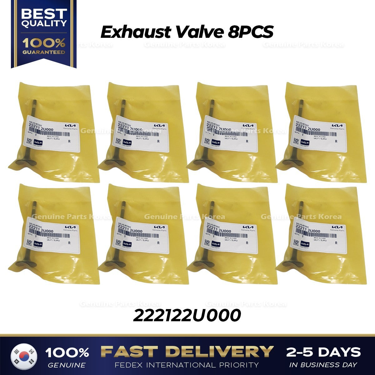 Genuine Exhaust Valve 8PCS 222122U000 for Hyundai Kona Kia Seltos