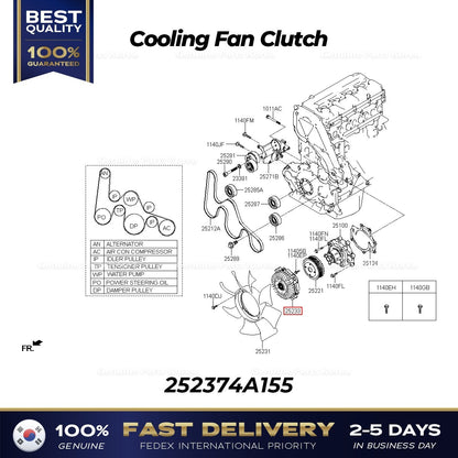 Genuine Cooling Fan Clutch 252374A155 for Hyundai Porter II
