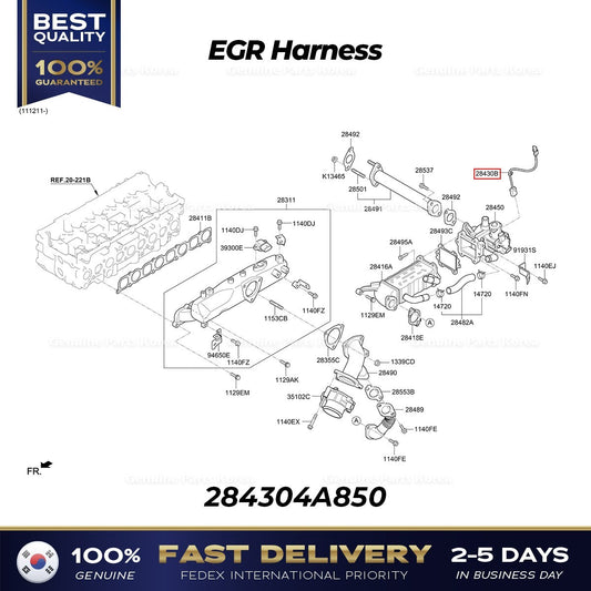 Genuine EGR Harness 284304A850 for Hyundai Porter II