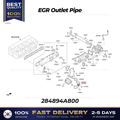Genuine EGR Outlet Pipe 284894A800 for Hyundai Porter II
