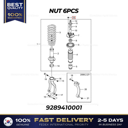 Genuine NUT 6PCS 9289410001 for Ssangyong Rexton Actyon Kyron