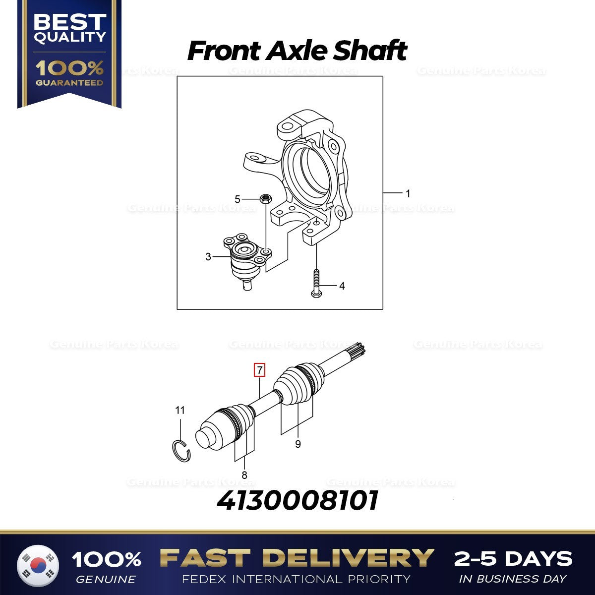 Genuine Front Axle Shaft 4130008101 for Ssangyong Rexton