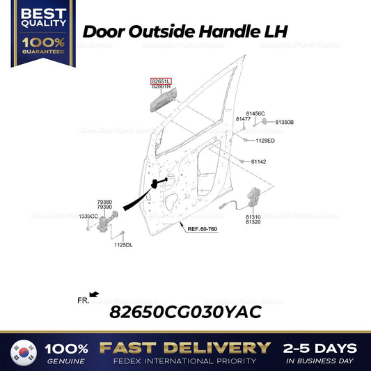 Genuine Door Outside Handle LH 82650CG030YAC for Hyundai Staria