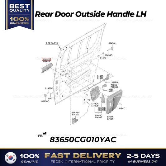 Genuine Rear Door Outside Handle LH 83650CG010YAC for Hyundai Staria
