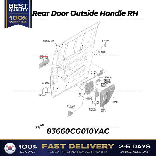Genuine Rear Door Outside Handle RH 83660CG010YAC for Hyundai Staria