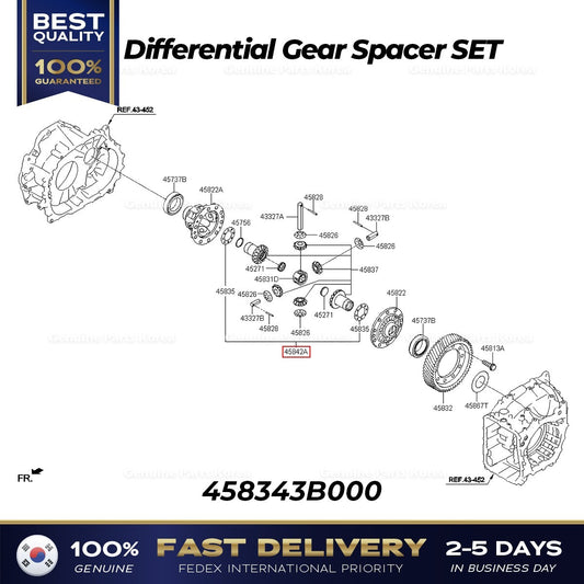 Genuine Differential Gear Spacer SET 458343B000 for Hyundai Tucson Kia Optima