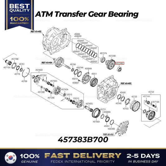 Genuine ATM Transfer Gear Bearing 457383B700 for Hyundai Elantra Kia Soul