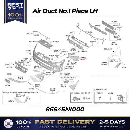 Genuine Air Duct No.1 Piece LH 86545NI000 for Hyundai Ioniq 5 N