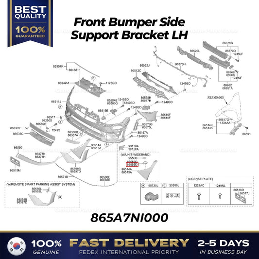 Genuine Front Bumper Side Support Bracket LH 865A7NI000 for Hyundai Ioniq 5 N