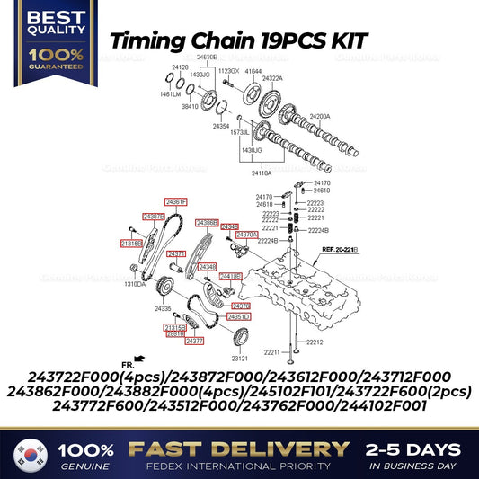 Genuine Timing Chain 19PCS KIT for Kia Sportage 2019