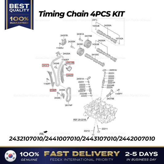 Genuine Timing Chain 4PCS KIT for Hyundai Casper Kia Picanto