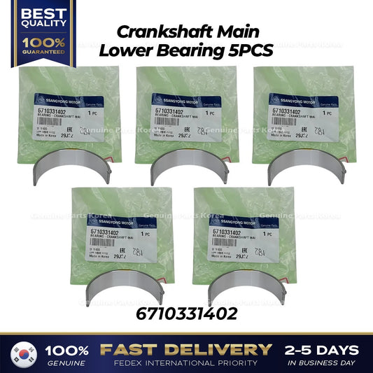 Genuine Crankshaft Main Lower Bearing 5PCS 6710331402 for Ssangyong Rexton G4