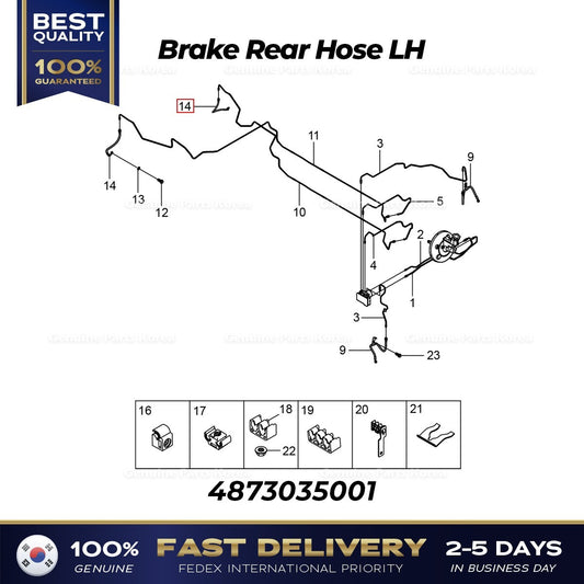 Genuine Brake Rear Hose LH 4873035001 for Ssangyong Tivoli