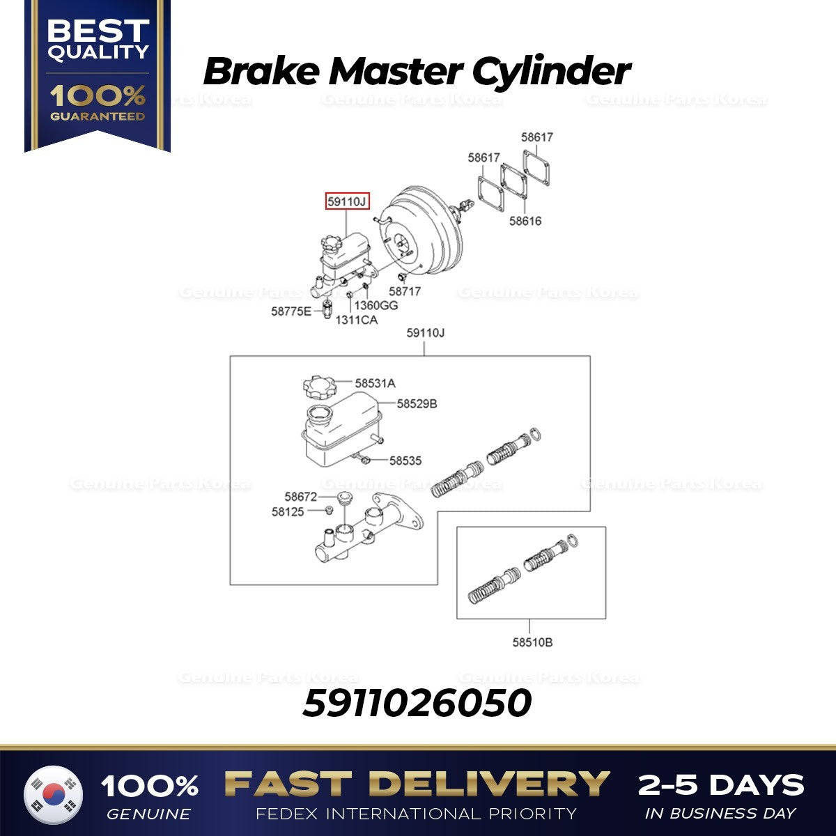 Genuine Brake Master Cylinder 5911026050 for Hyundai Santa Fe