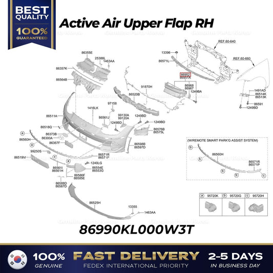 Genuine Active Air Upper Flap RH 86990KL000W3T for Hyundai Ioniq 6