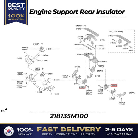 Genuine Engine Support Rear Insulator 218135M100 for Hyundai Mighty