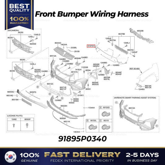 Genuine Front Bumper Wiring Harness 91895P0340 for Hyundai Tucson Hybrid