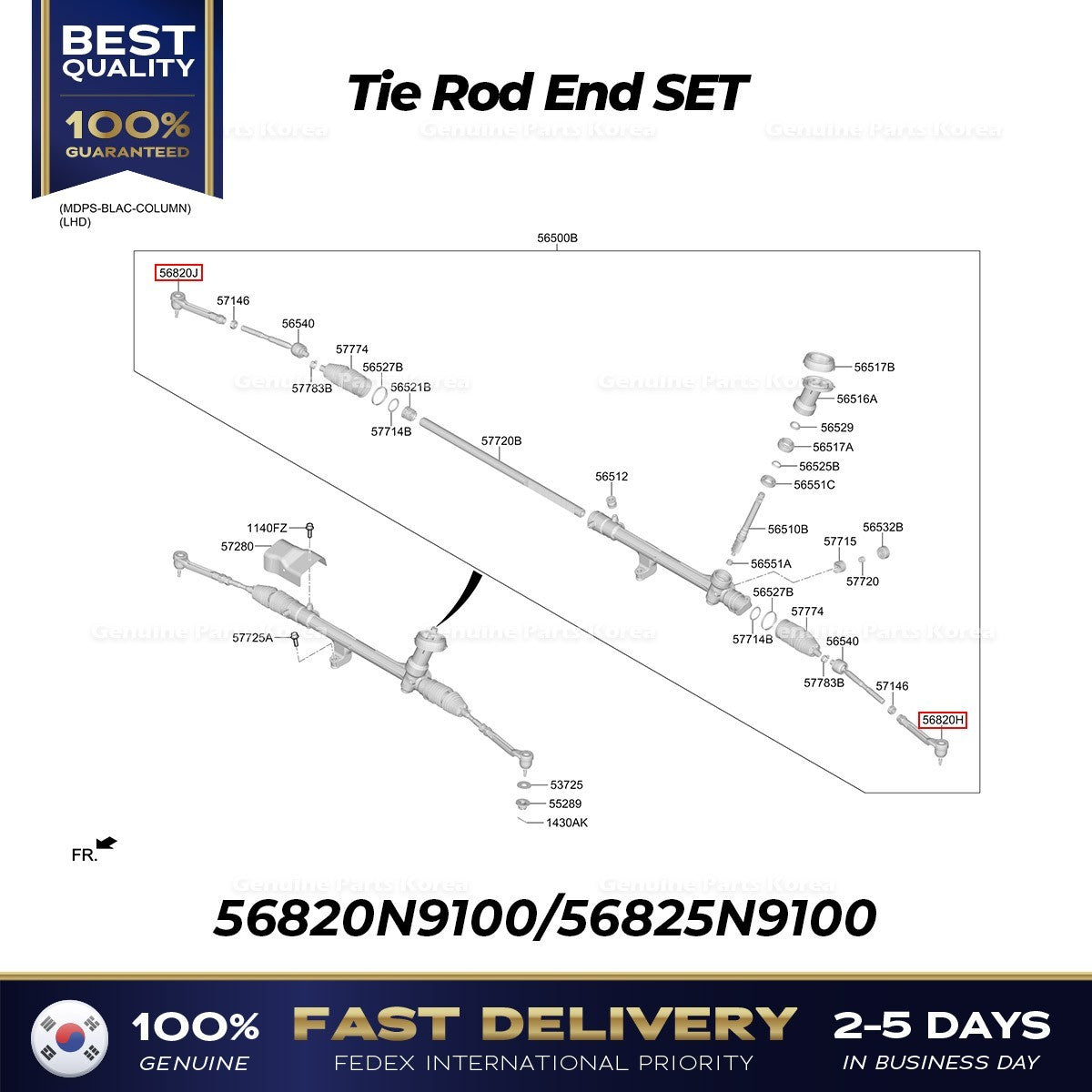 Genuine Tie Rod End SET 56820N9100 56825N9100 for Hyundai Tucson