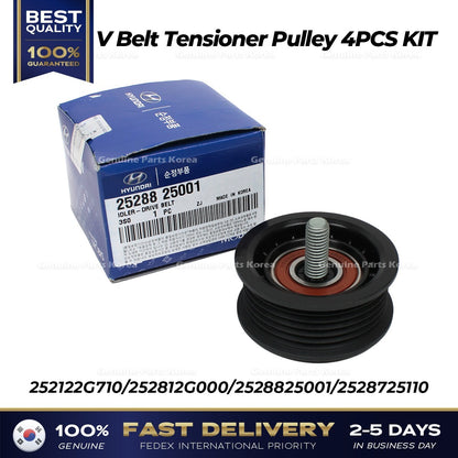 Genuine V Belt Tensioner Pulley 4PCS KIT for Hyundai Sonata Kia Sportage