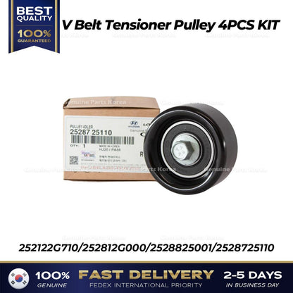 Genuine V Belt Tensioner Pulley 4PCS KIT for Hyundai Sonata Kia Sportage