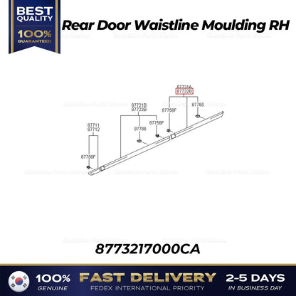 Genuine Rear Door Waistline Moulding RH 8773217000CA for Hyundai Lavita