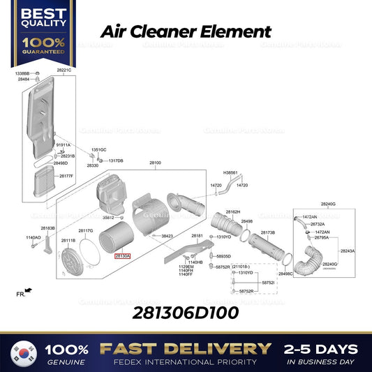 Genuine Air Cleaner Element 281306D100 for Hyundai Pavis
