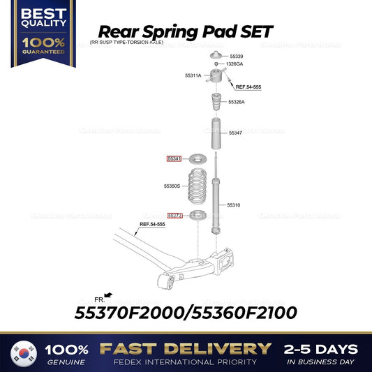 Genuine Rear Spring Pad SET 55370F2000 55360F2100 for Hyundai Accent Kia Forte