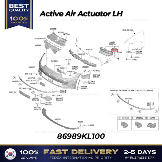 Genuine Active Air Actuator LH 86989KL100 for Hyundai Ioniq 6