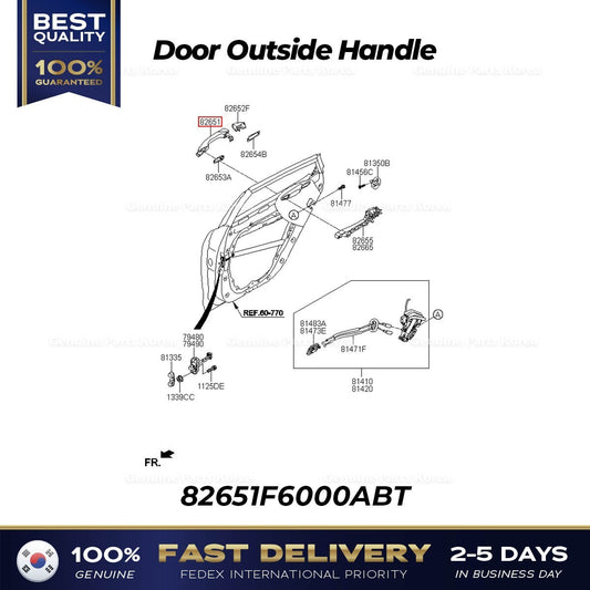 Genuine Door Outside Handle 82651F6000ABT for Kia K7