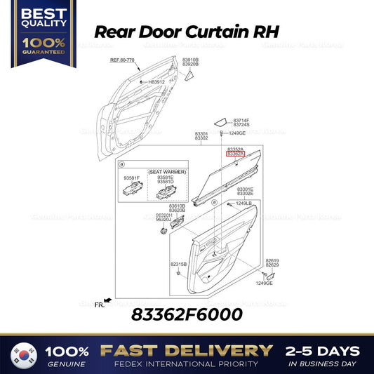 Genuine Rear Door Curtain RH 83362F6000 for Kia Cadenza