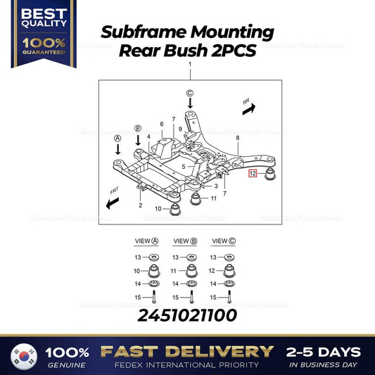 Genuine Subframe Mounting Rear Bush 2PCS 2451021100 for Korando Turismo