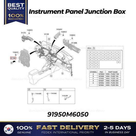 Genuine Instrument Panel Junction Box 91950M6050 for Kia K3