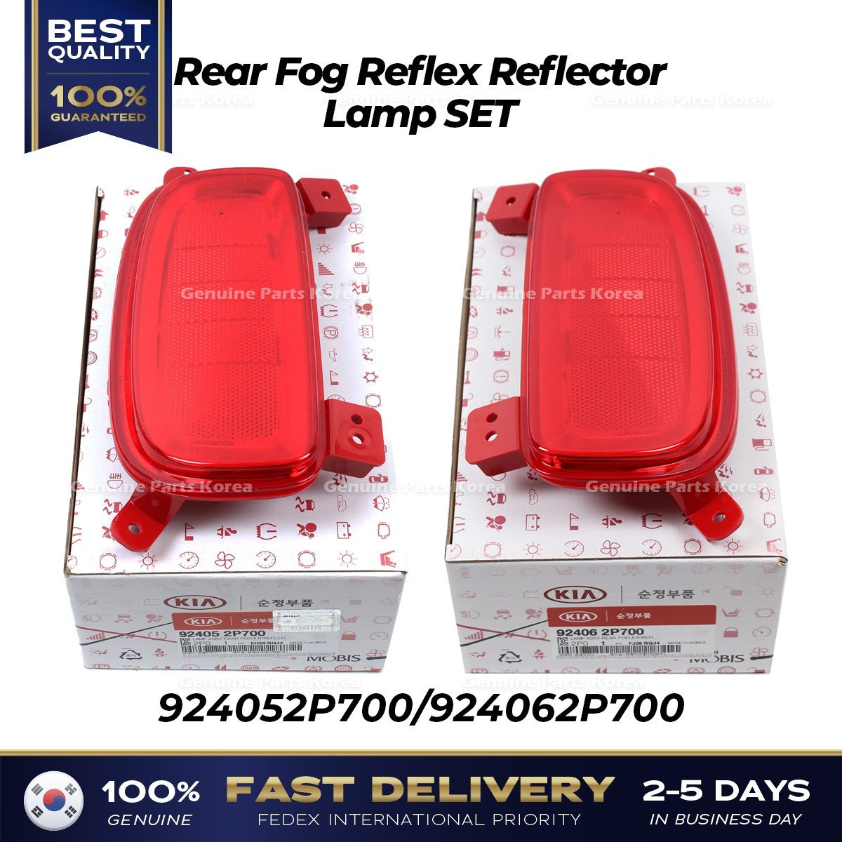 Genuine Rear Fog Reflex Reflector Lamp SET 924052P700 924062P700 for Sorento