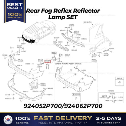 Genuine Rear Fog Reflex Reflector Lamp SET 924052P700 924062P700 for Sorento