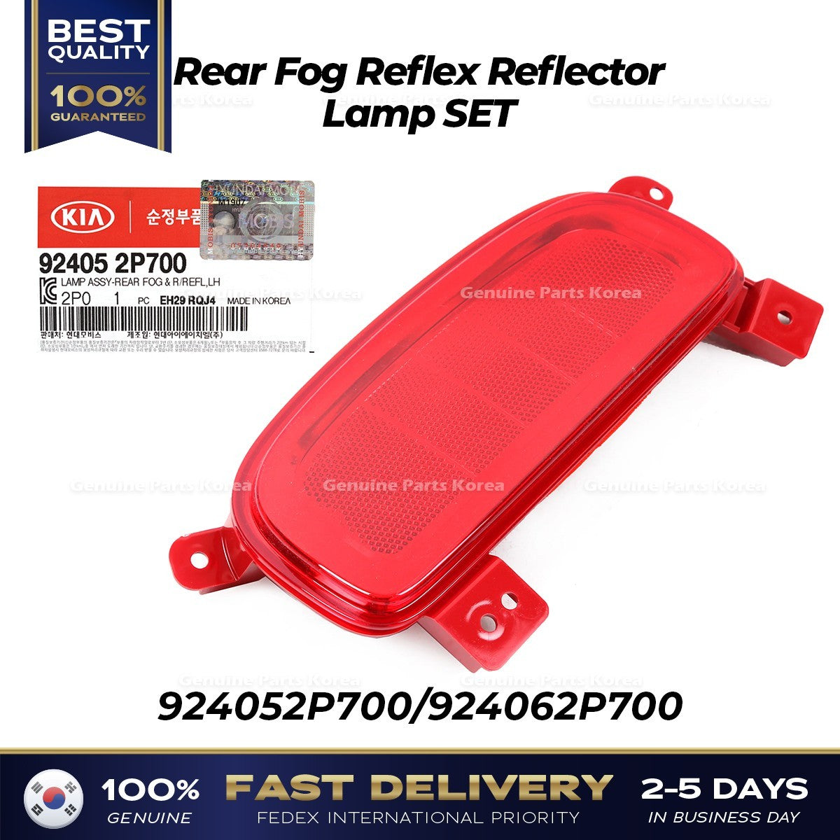 Genuine Rear Fog Reflex Reflector Lamp SET 924052P700 924062P700 for Sorento
