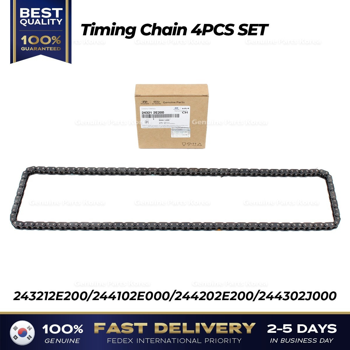 Genuine Timing Chain 4PCS SET 243212E200 for Hyundai Elantra Kia Forte