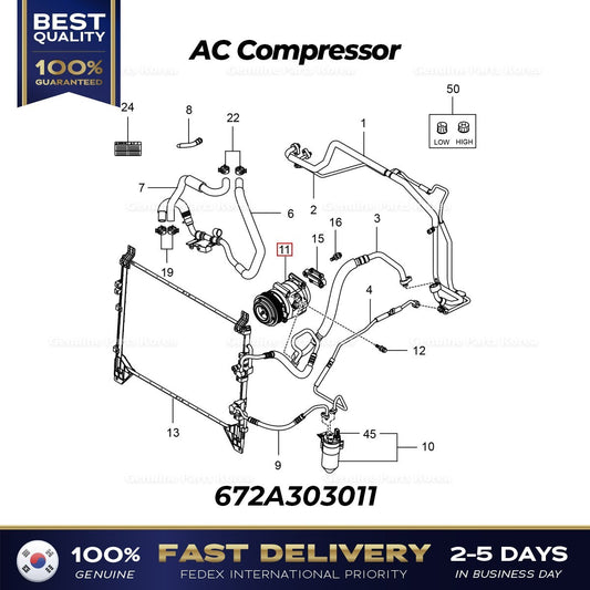 Genuine AC Compressor 672A303011 for Ssangyong Rexton